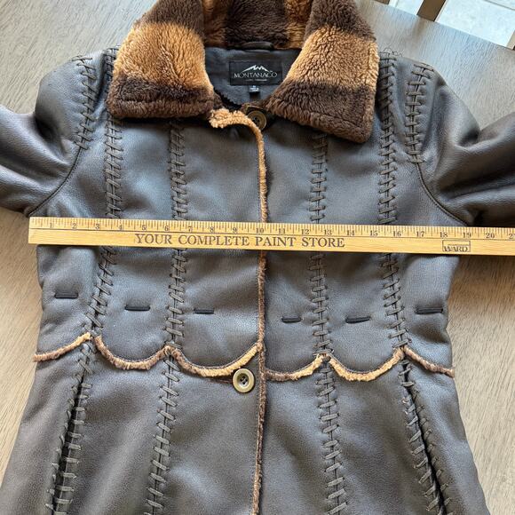Montanaco dark brown jacket with faux fur trim, size M - Picture 10 of 11